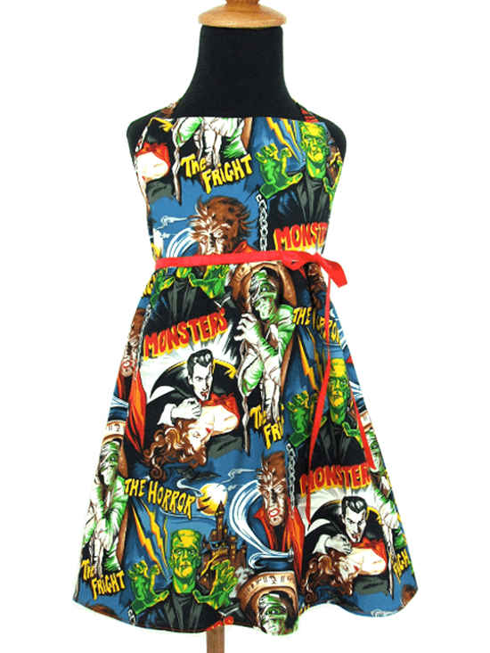 Girl&#39;s &quot;Classic Monsters &quot; Dress by Hemet (Multi) - www.inkedshop.com