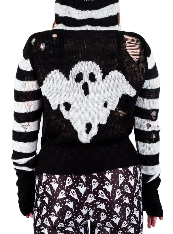 Women&#39;s Spooky Ghost Zip Up Sweater