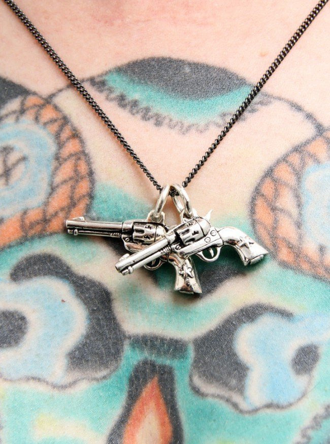 &quot;6 Shooters&quot; Necklace by Lost Apostle (Antique Silver) - www.inkedshop.com