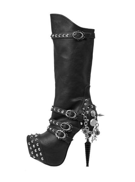 &quot;Valda&quot; Knee High Boot by Hades (Black) - www.inkedshop.com