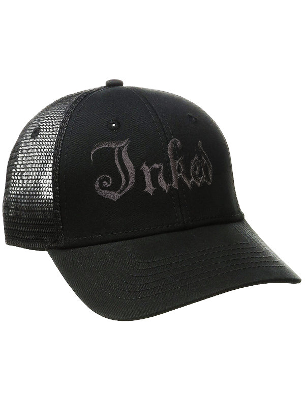 Inked Logo Trucker Hat (Black on Black)