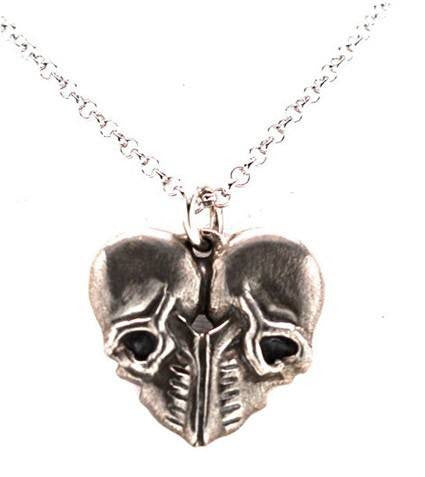 Heart of Skulls Silver Necklace by Blue Bayer Design - InkedShop - 2