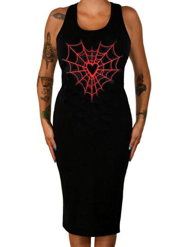 Women&#39;s Heart Web Fitted Tank Dress