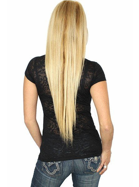 Women&#39;s &quot;Holy Hell&quot; Bombshell Burnout Tee by Demi Loon (Black) - www.inkedshop.com