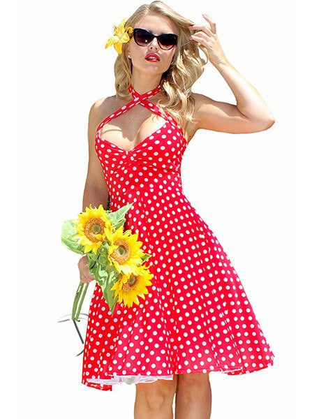 Women&#39;s Polka Dot Holly Halter Dress
