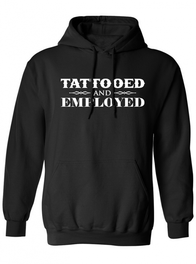 Men&#39;s &quot;Tattooed and Employed&quot; Hoodie by Steadfast Brand (Black) - www.inkedshop.com