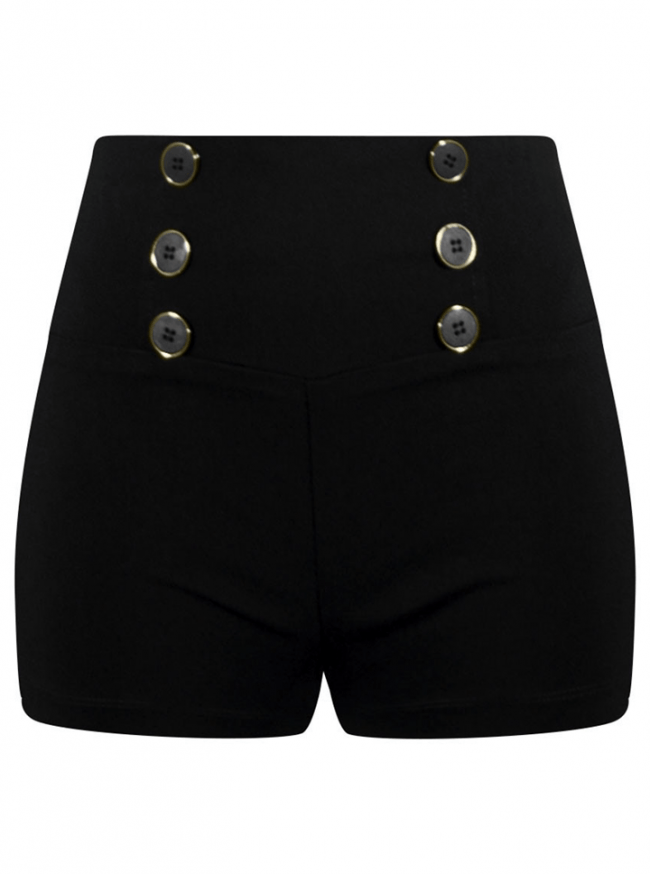 Women&#39;s &quot;High Waist&quot; Retro Shorts by Double Trouble Apparel (Black) - www.inkedshop.com