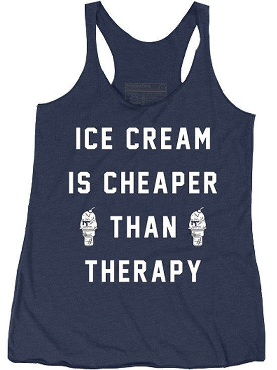 Women&#39;s &quot;Ice Cream Therapy&quot; Racerback Tank by Pyknic (Navy Blue) - www.inkedshop.com