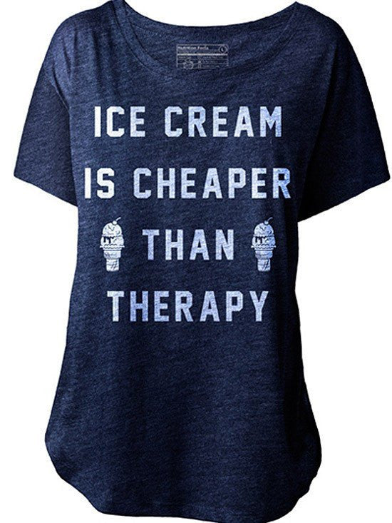 Women&#39;s &quot;Ice Cream Therapy&quot; Dolman Tee by Pyknic (Navy Blue) - www.inkedshop.com