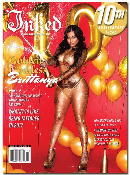 Inked Magazine: Golden Goddess Brittanya - January 2017 - www.inkedshop.com