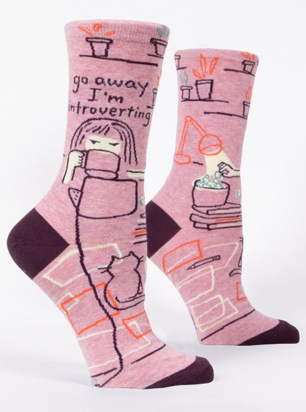 Women&#39;s Go Away I&#39;m Introverting Crew Socks