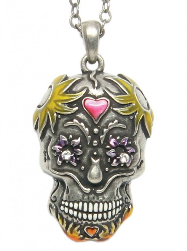 &quot;Day Of The Dead Sugar Skull&quot; Necklace by Pacific Trading - www.inkedshop.com
