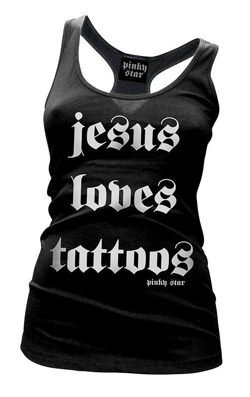 Women&#39;s &quot;Jesus Loves Tattoos&quot; Tank by Pinky Star (Black) - InkedShop - 2