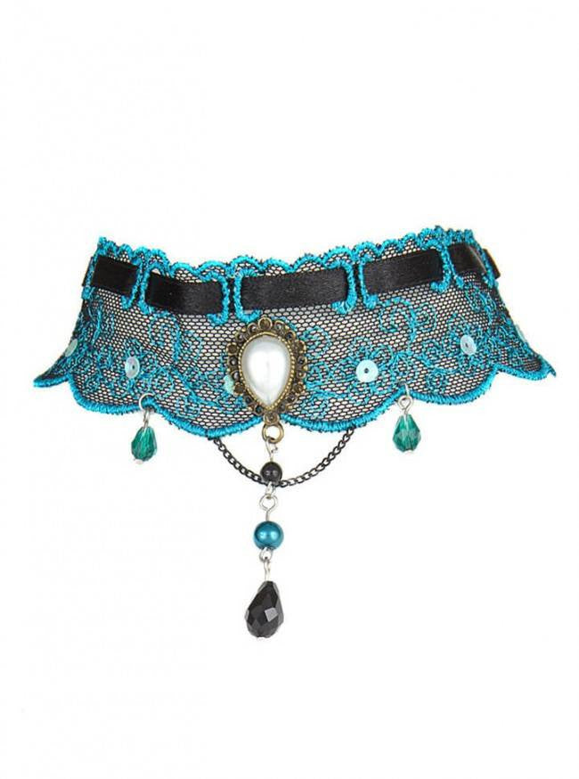 &quot;June Afternoon&quot; Choker by Pretty Attitude Clothing (Turquoise) - www.inkedshop.com