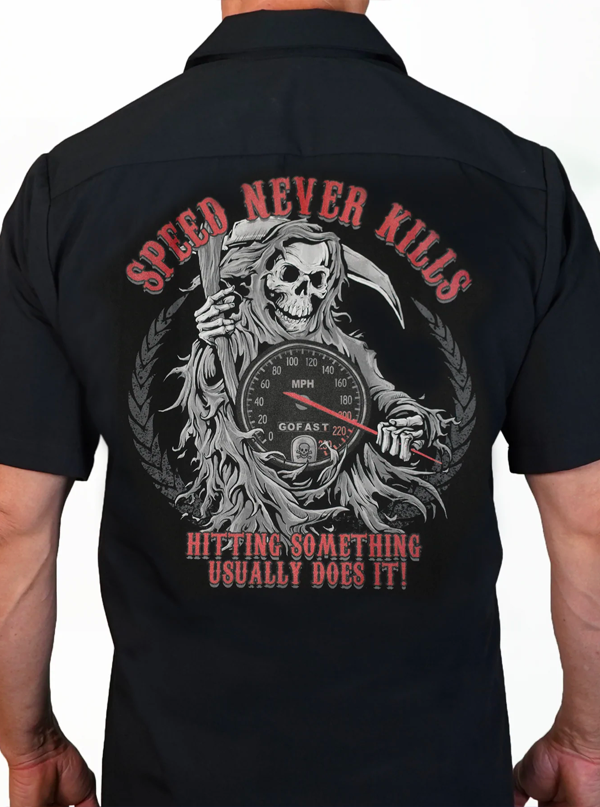 Men&#39;s Speed Never Kills Reaper Work Shirt