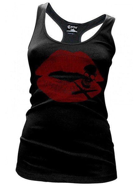 Women&#39;s &quot;Kiss of Death&quot; Racerback Tank by Cartel Ink (Black) - InkedShop - 1