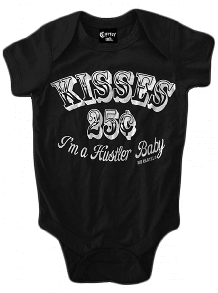 Infant&#39;s &quot;Kisses 25¢&quot; Onesie by Cartel Ink (Black) - www.inkedshop.com