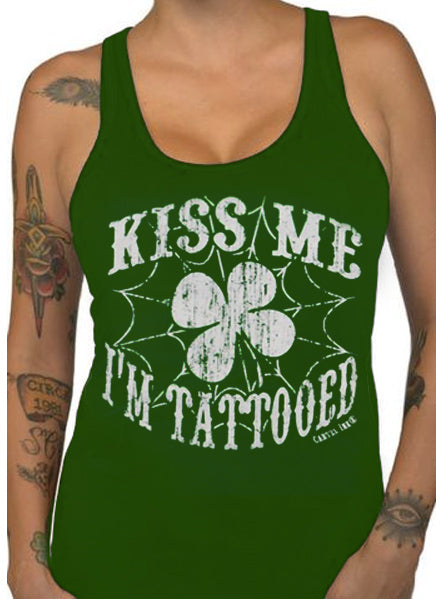 Women&#39;s Kiss Me I&#39;m Tattooed Racerback Tank
