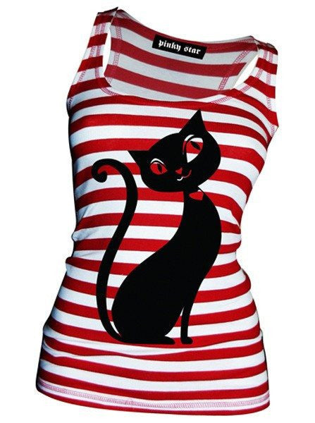 Women&#39;s &quot;Kitty Cat&quot; Racerback Tank by Pinky Star (Red/White) - www.inkedshop.com