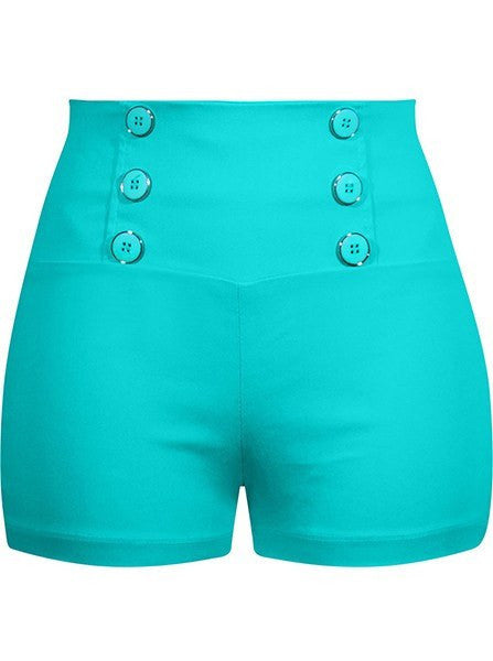 Women&#39;s High Waist Retro Shorts by Double Trouble Apparel (Mint) - www.inkedshop.com
