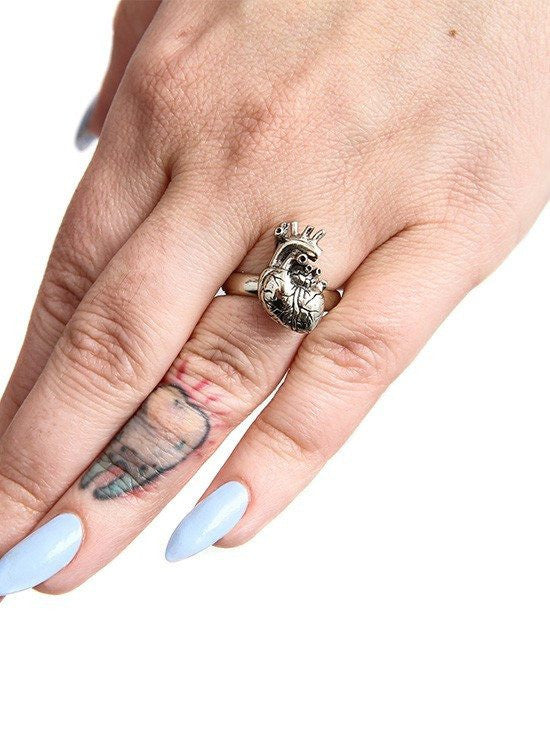 &quot;Anatomical Heart&quot; Ring by Lost Apostle (Antique Silver) - InkedShop - 3