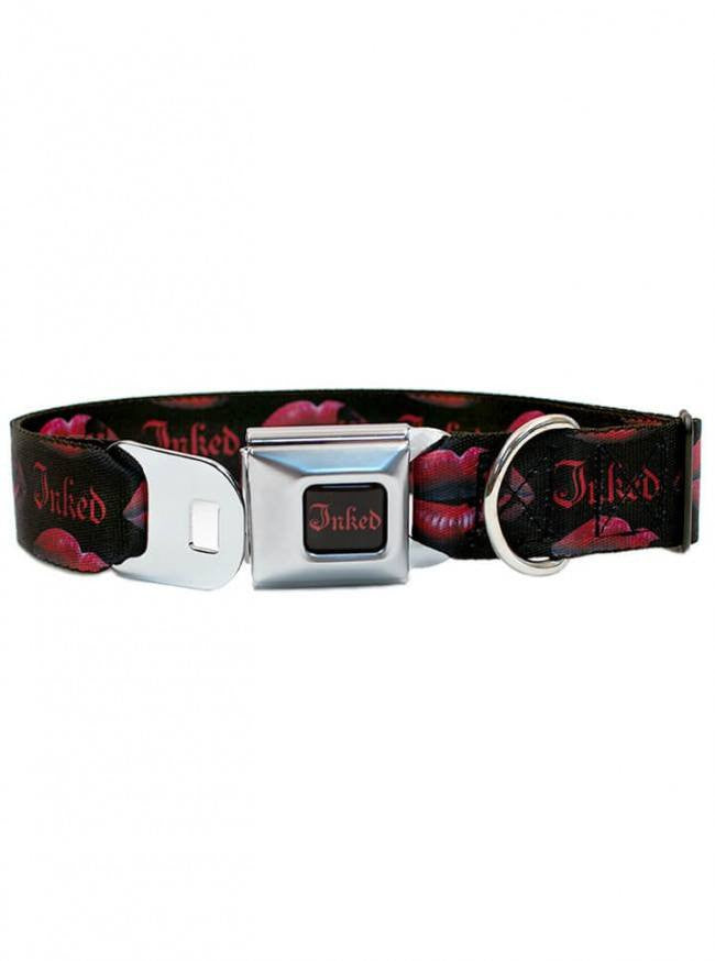 &quot;Last Kiss&quot; Wide Dog Collar by Inked (Black/Red) - www.inkedshop.com