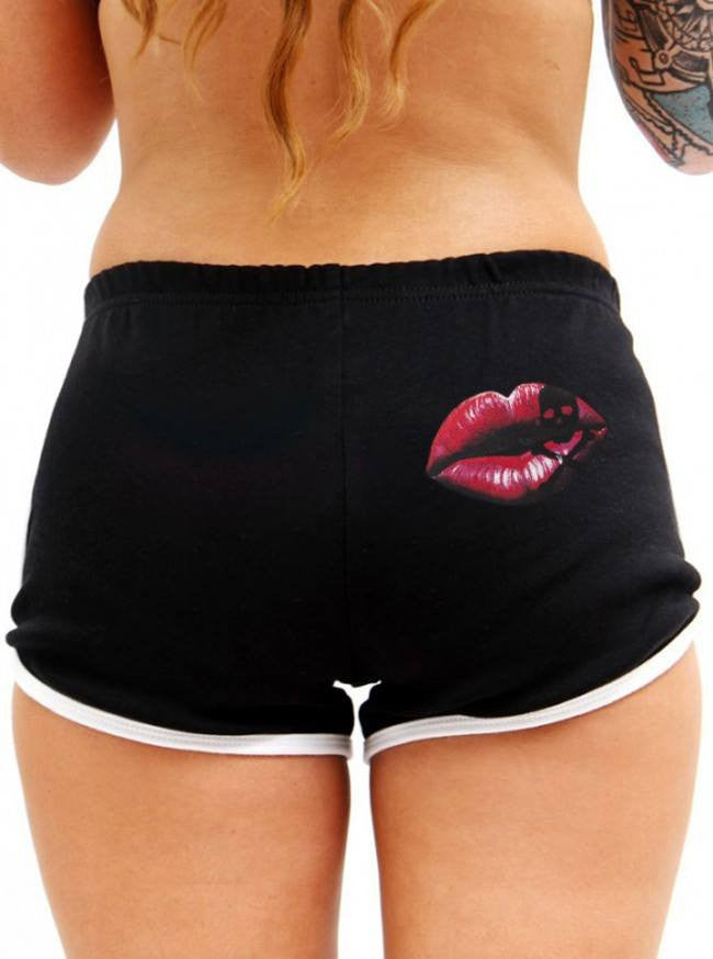 Women&#39;s &quot;Last Kiss&quot; Interlock Shorts by Inked (Black) - www.inkedshop.com
