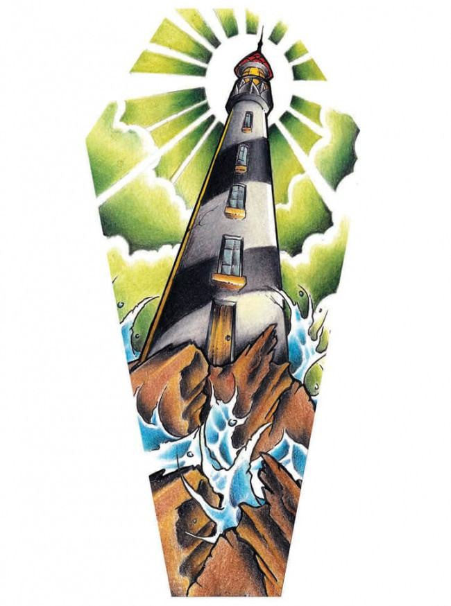 &quot;Light House&quot; Canvas Coffin by Jay Boss for Black Market Art Company - www.inkedshop.com