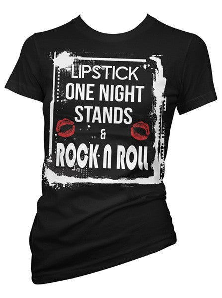 Women&#39;s &quot;Lipstick, One Night Stands &amp; Rock N Roll&quot; Tee by Pinky Star (Black) - www.inkedshop.com
