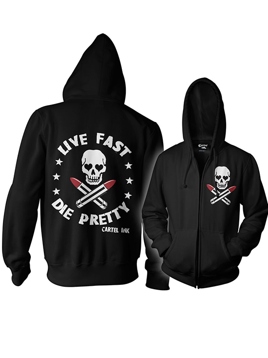 Unisex &quot;Live Fast Die Pretty&quot; Zip Up Hoodie by Cartel Ink (Black) - www.inkedshop.com