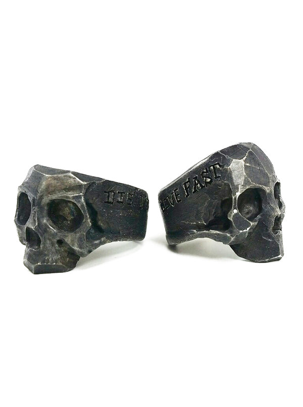 Live Fast Die Young Combo Set Skull Rings (Sterling Silver)