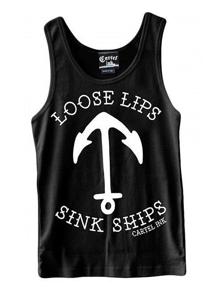 Men&#39;s &quot;Loose Lips Sink Ships&quot; Tank by Cartel Ink (Black) - www.inkedshop.com