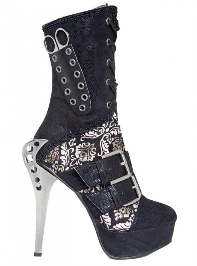 &quot;Lorrein&quot; High Heel Boots by Hades (Black) - www.inkedshop.com