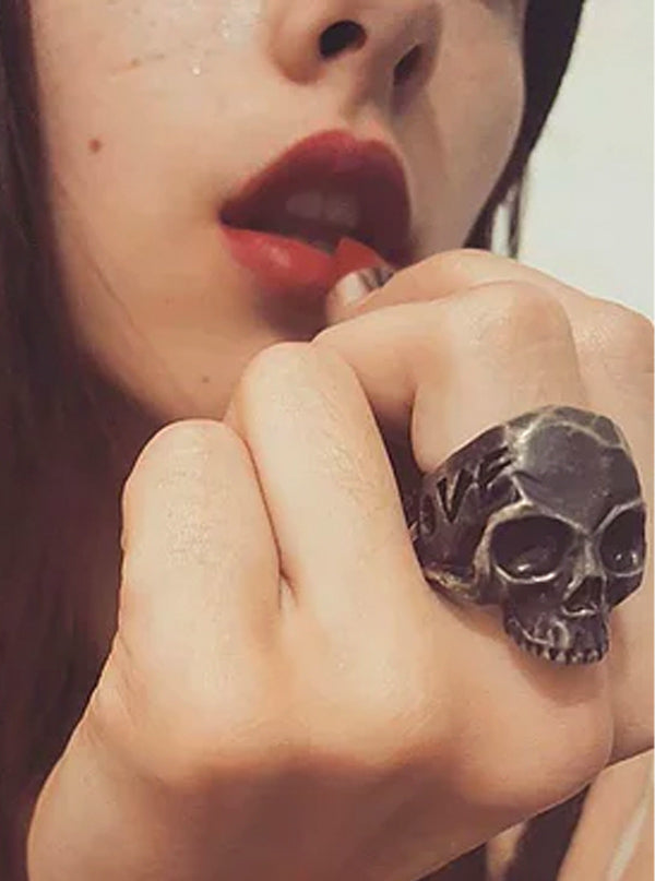 Love Life Oxidized Skull Ring (Sterling Silver)