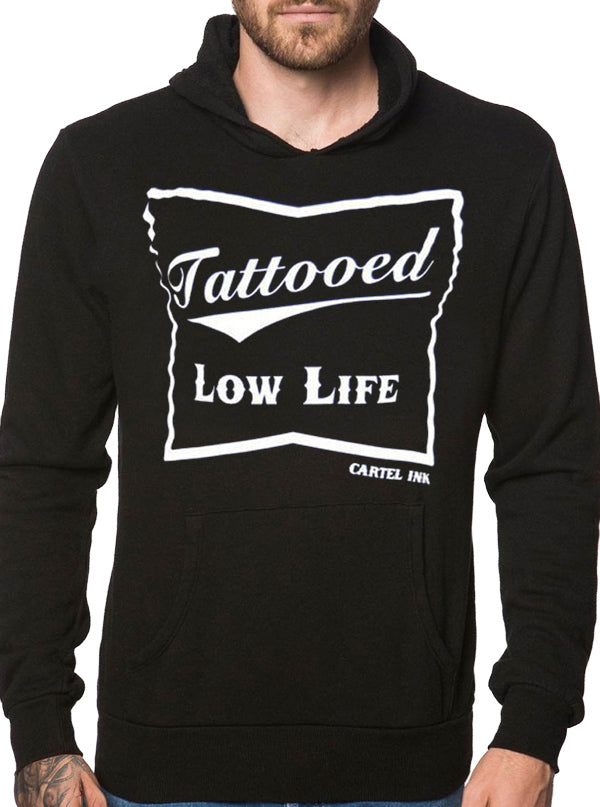 Men&#39;s Tattooed Low Life Pull-Over Hoodie