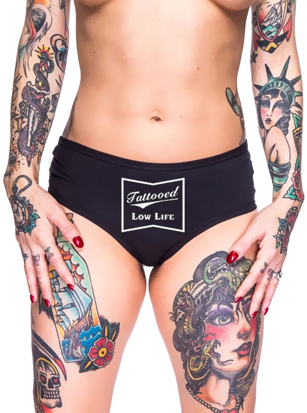 Women&#39;s Tattooed Low Life Booty Shorts