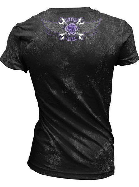 Women&#39;s &quot;Motorcycles Over Diamonds&quot; V Neck Tee by Lethal Angel (Wash Black) - www.inkedshop.com