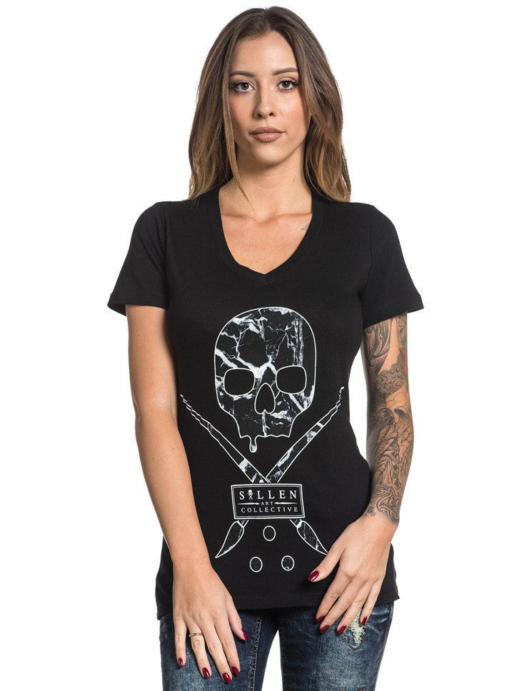 SA &quot;Marble Badge&quot; V-Neck Tee by Sullen (Black) - www.inkedshop.com