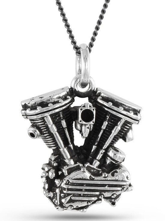 &quot;Motorcycle Engine&quot; Necklace by Lost Apostle (Antique Silver) - www.inkedshop.com