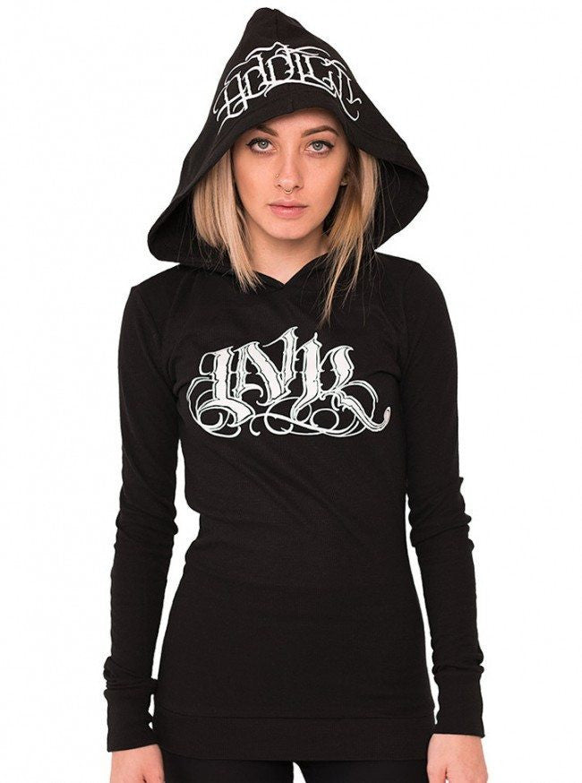Women&#39;s &quot;Ink Meas&quot; Thermal Hoodie by InkAddict (Black/White) - InkedShop - 1