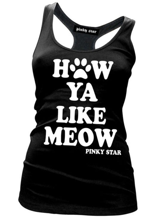 Women&#39;s &quot;How Ya Like Meow&quot; Tank by Pinky Star (Black) - www.inkedshop.com