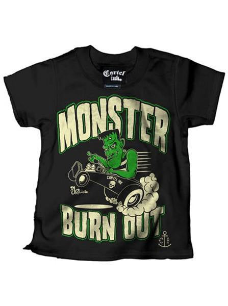 Kid&#39;s &quot;Monster Burn Out&quot; Tee by Cartel Ink (Black) - www.inkedshop.com