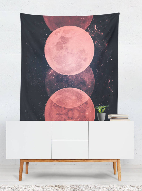 Pink Moon Phases Tapestry