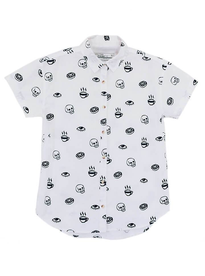 Women&#39;s &quot;Morning Glory&quot; Button-Up Top by Pyknic (White) - www.inkedshop.com