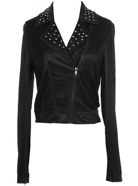 Women&#39;s &quot;Studded Moto Style&quot; Knit Jacket by Double Trouble Apparel (Black) - www.inkedshop.com