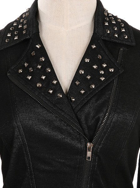 Women&#39;s &quot;Studded Moto Style&quot; Knit Jacket by Double Trouble Apparel (Black) - www.inkedshop.com