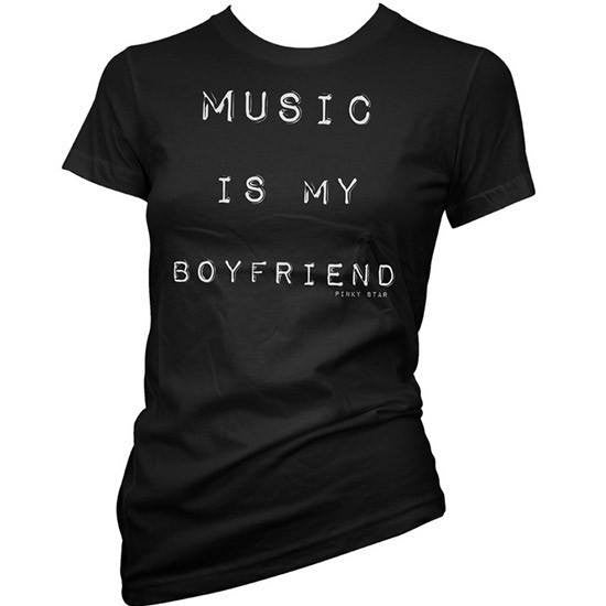 Women&#39;s &quot;Music is My Boyfriend&quot; Tee by Pinky Star (Black) - InkedShop - 2