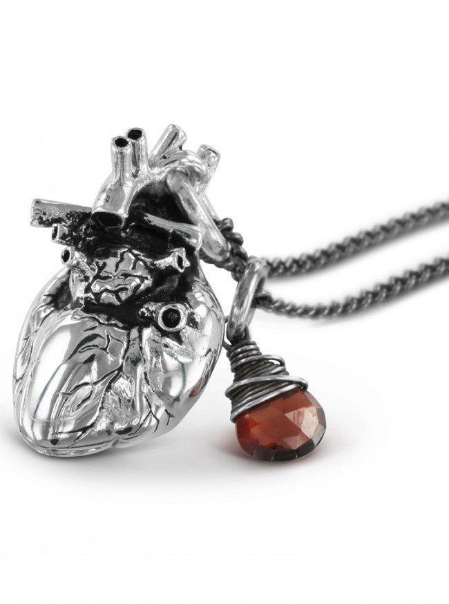 &quot;Anatomical Heart and Garnet&quot; by Lost Apostle (Antique Silver) - InkedShop - 4