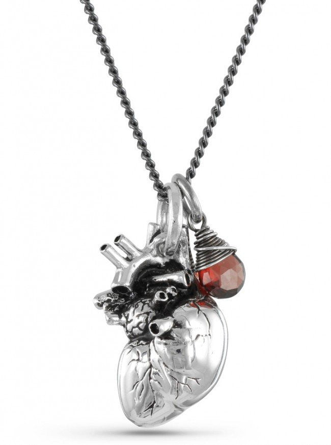 &quot;Anatomical Heart and Garnet&quot; by Lost Apostle (Antique Silver) - InkedShop - 1