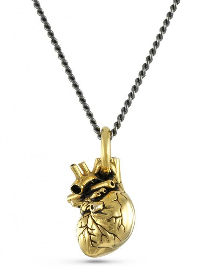 Gold Anatomical Heart Pendant